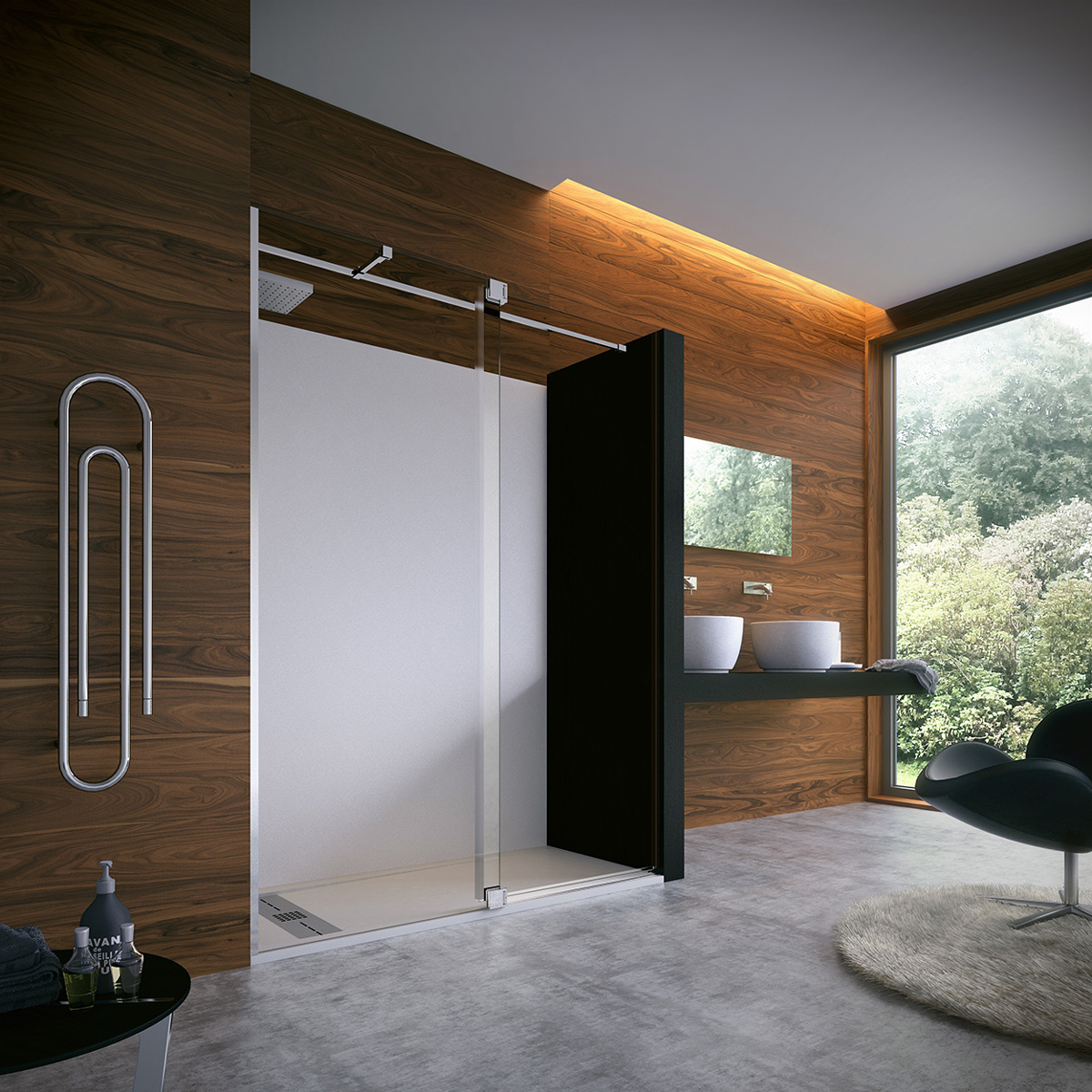 mampara de ducha con puerta solapada