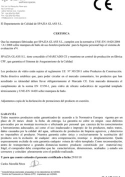 documento de certificado calidad VIDRIO SPAZIA  250x354 - Spazia Glass